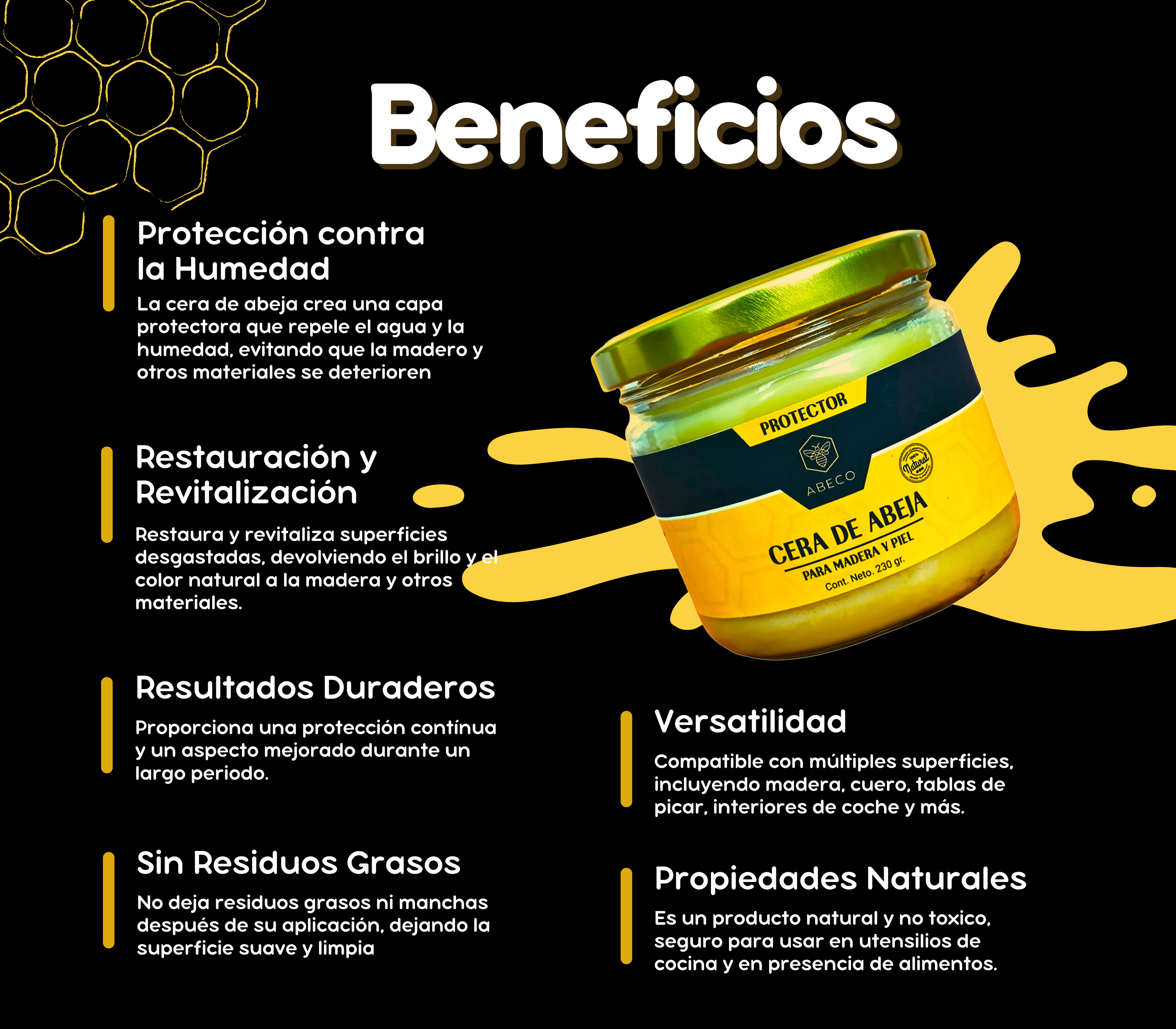 CERA DE ABEJA PREMIUM - MADERA Y CUERO